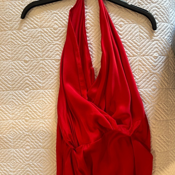 Michelle Mason Red Twist Knot Silk Dress - Picture 3 of 5